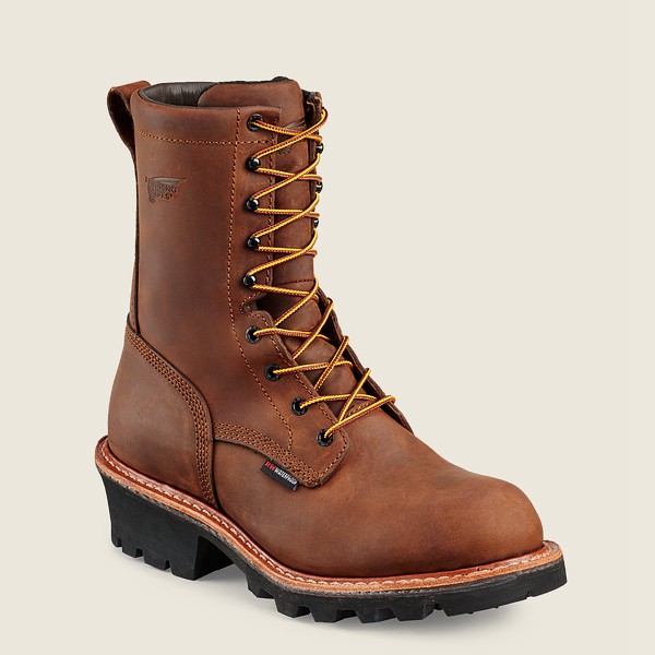 Red Wing Work Boots Loggermax - 9-inch Waterproof Soft Toe - Brown - Mens ICX597826